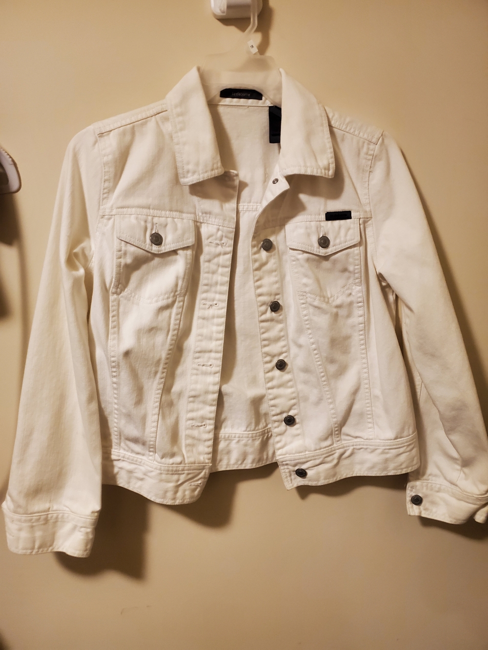 Liz Claiborne White Denim Jacket with Button-Front
